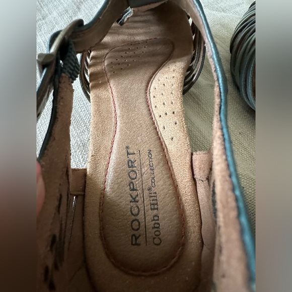 Women's Green Leather Rockport Sandals Size 6.5 Comfort Shoes - Picture 6 of 7